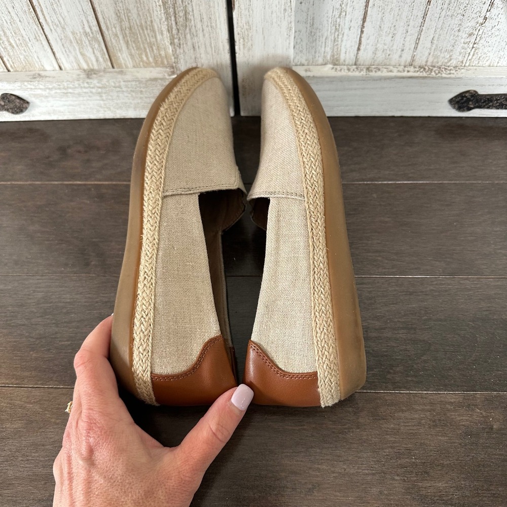 Clarks Collection Womens Canvas Espadrille Loafer Slip On Shimmer Nautical Tan 7 - Picture 6 of 7